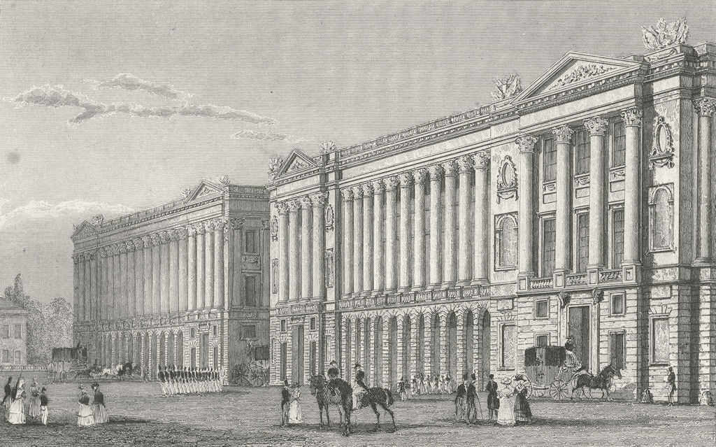 PARIS. Garde Meuble, Place de la Concorde 1828 old antique print picture